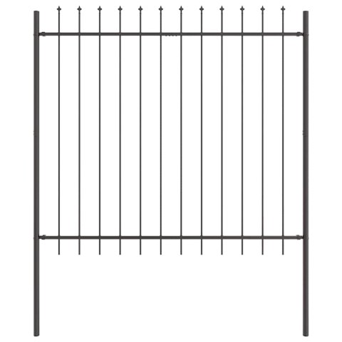 Ogrodzenie z nakrywą w kształcie ostrza - Szare - 15,3 x 1,5 m - Stal