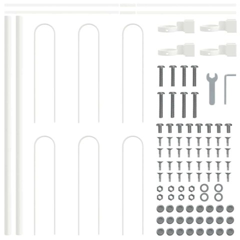 Ogrodzenie z okrągłym szczytem - Białe, 15.3 x 0.6 m, Stal
