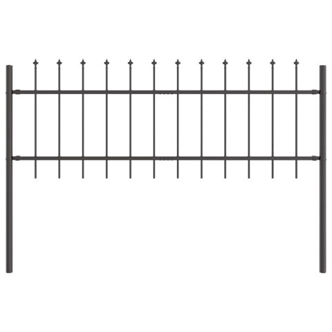 Ogrodzenie z ostrym szczytem - Szare, 13,6 x 0,6 m, Stal