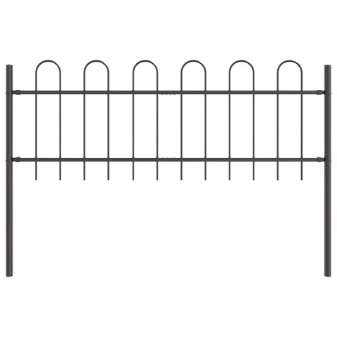 Płot Ogrodowy z Okrągłym Wierzchołkiem w Szarym - 15,3 x 0,6 m, stalowy