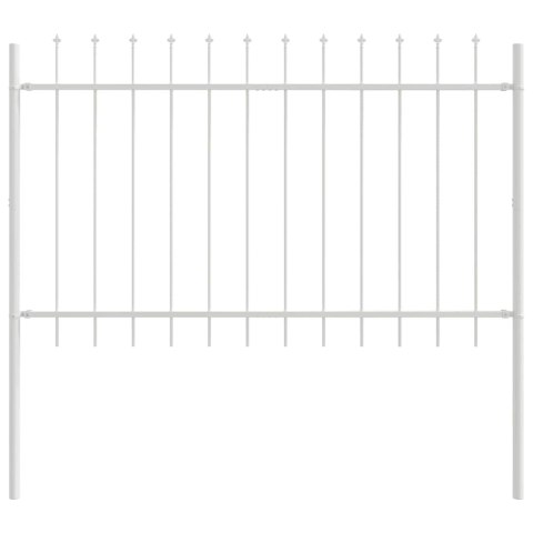 Płot ogrodowy z ostrym czubkiem w białym kolorze, wymiary 13,6 x 1 m, stal