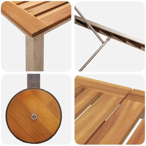 Leżaki 2 szt. z stołem z litego drewna akacjowego