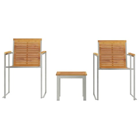 Leżak Słoneczny z Krzesłami Ogrodowymi 3 szt. z Litego Drewna Tekowego