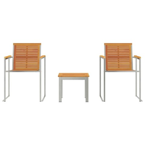 Leżak z krzesłami ogrodowymi 3 szt. z drewna akacjowego