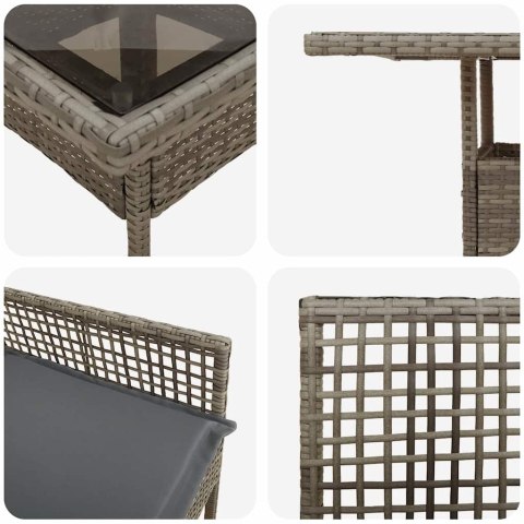 Zestaw do jedzenia w ogrodzie 5-częściowy Szary Polirattan