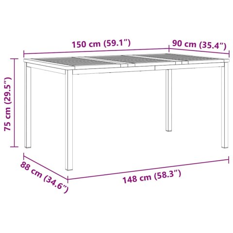 Zestaw jadalny do ogrodu - 7 części z drewna teakowego i stali nierdzewnej.
