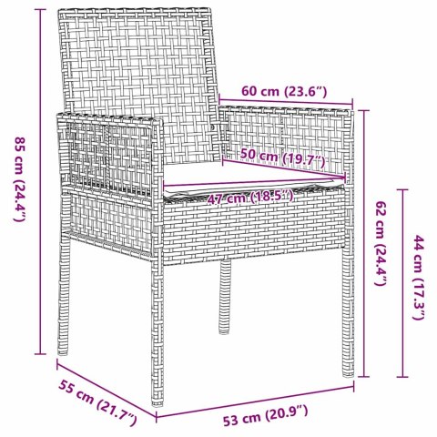 Zestaw obiadowy 5-elementowy z poduszkami beżowy poli rattan