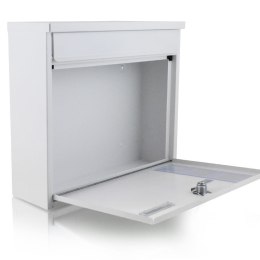 Skrzynka Pocztowa biała na listy wrzutnia otwierana do przodu z okienkami