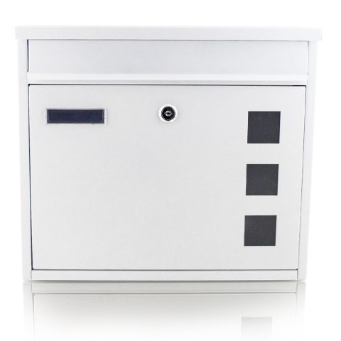 Skrzynka Pocztowa biała na listy wrzutnia otwierana do przodu z okienkami