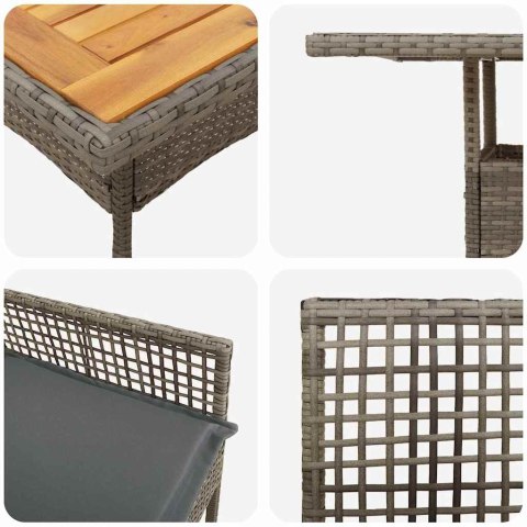 5-częściowy zestaw jadalniany z poduszkami Szary Polirattan