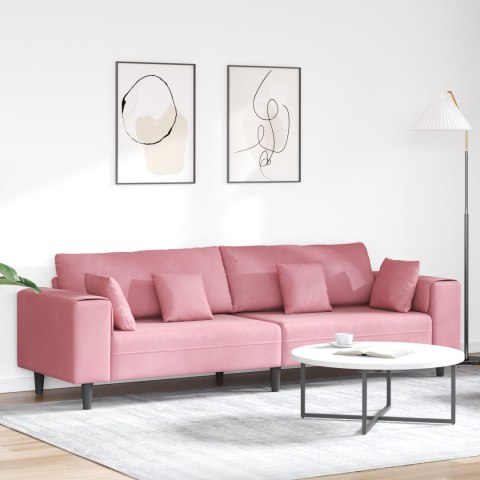 Sofa welurowa z poduszką Różowy 209 cm Aksamit