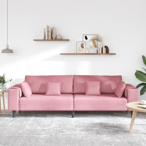 Sofa welurowa z poduszką Różowy 209 cm Aksamit