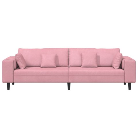Sofa welurowa z poduszką Różowy 209 cm Aksamit