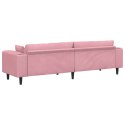 Sofa welurowa z poduszką Różowy 209 cm Aksamit