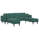 Sofa welurowa z poduszką z poduszką 3 pcs Ciemna zieleń 208 cm Aksamit