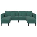 Sofa welurowa z poduszką z poduszką 3 pcs Ciemna zieleń 208 cm Aksamit