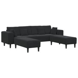 Sofa welurowa z poduszką z poduszką 3 pcs Czarny 208 cm Aksamit