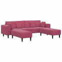 Sofa welurowa z poduszką z poduszką 3 pcs Czerwone wino 208 cm Aksamit