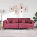 Sofa welurowa z poduszką z poduszką 3 pcs Czerwone wino 208 cm Aksamit