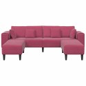 Sofa welurowa z poduszką z poduszką 3 pcs Czerwone wino 208 cm Aksamit