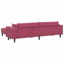 Sofa welurowa z poduszką z poduszką 3 pcs Czerwone wino 208 cm Aksamit