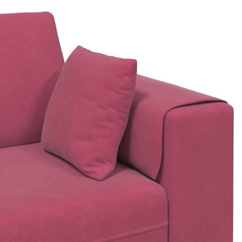 Sofa welurowa z poduszką z poduszką 3 pcs Czerwone wino 208 cm Aksamit