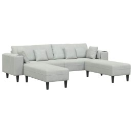 Sofa welurowa z poduszką z poduszką 3 pcs Jasnoszary 208 cm Aksamit
