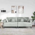 Sofa welurowa z poduszką z poduszką 3 pcs Jasnoszary 208 cm Aksamit