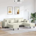 Sofa welurowa z poduszką z poduszką 3 pcs Kremowy 208 cm Aksamit