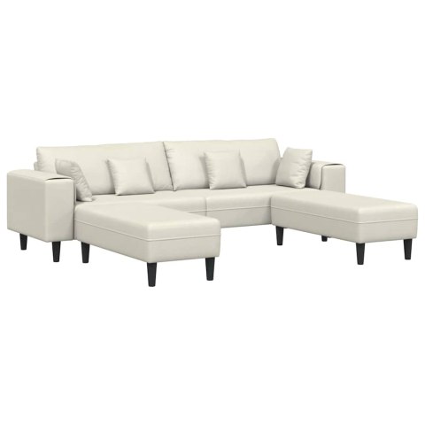 Sofa welurowa z poduszką z poduszką 3 pcs Kremowy 208 cm Aksamit