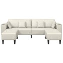 Sofa welurowa z poduszką z poduszką 3 pcs Kremowy 208 cm Aksamit
