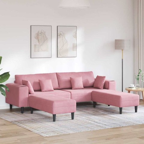 Sofa welurowa z poduszką z poduszką 3 pcs Różowy 208 cm Aksamit
