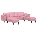 Sofa welurowa z poduszką z poduszką 3 pcs Różowy 208 cm Aksamit