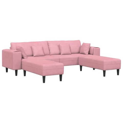 Sofa welurowa z poduszką z poduszką 3 pcs Różowy 208 cm Aksamit