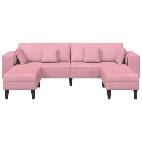 Sofa welurowa z poduszką z poduszką 3 pcs Różowy 208 cm Aksamit
