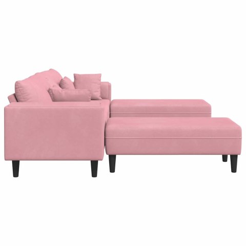 Sofa welurowa z poduszką z poduszką 3 pcs Różowy 208 cm Aksamit