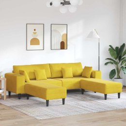 Sofa welurowa z poduszką z poduszką 3 pcs Żółty 208 cm Aksamit