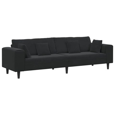 Sofa welurowa z poduszką z poduszką Czarny 208 cm Aksamit