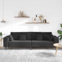 Sofa welurowa z poduszką z poduszką Czarny 208 cm Aksamit