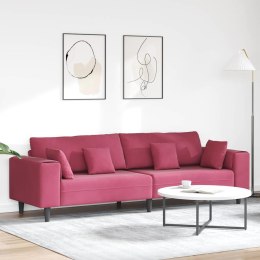 Sofa welurowa z poduszką z poduszką Czerwone wino 208 cm Aksamit
