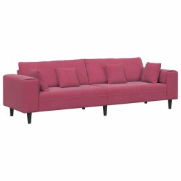Sofa welurowa z poduszką z poduszką Czerwone wino 208 cm Aksamit