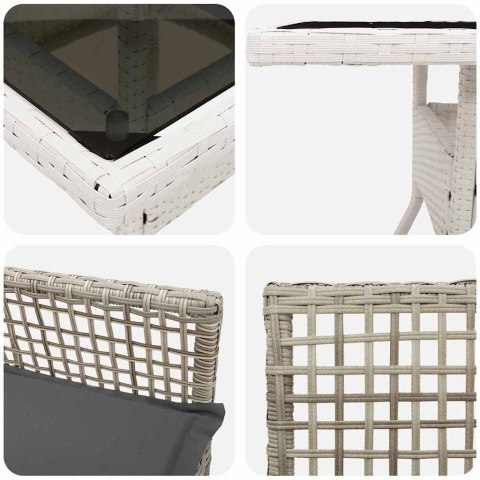 Zestaw do jedzenia w ogrodzie 5 elementów Jasnoszary Polirattan