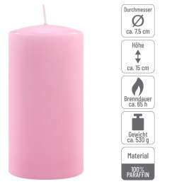 Zestaw świec słupkowych, 15 cm, Ø 7,5 cm, różowy, 2 sztuki.