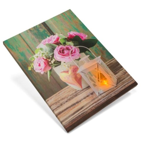 Obraz na ścianę przedstawiający różę i latarnię, 1 LED, 30 x