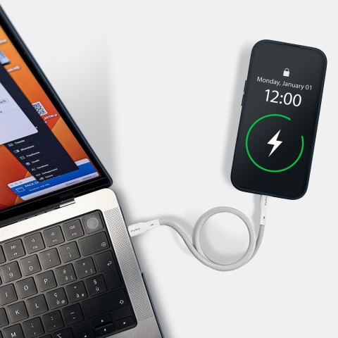 Kabel przewód magnetyczny USB-C 60W USB 1m - biały