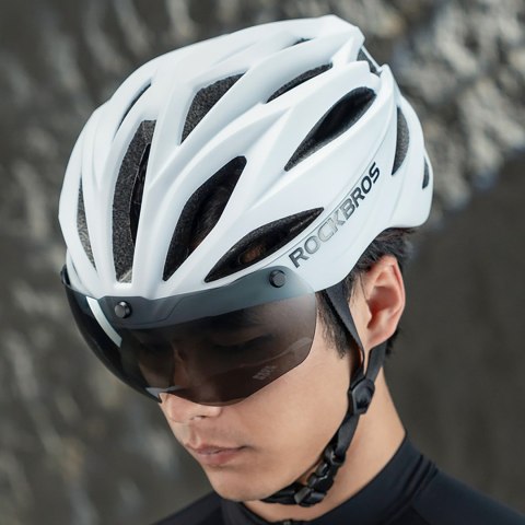 Kask rowerowy z szybką odpinanymi okularami z filtrem UV unisex - czarno brązowy