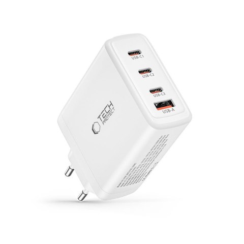 Ładowarka sieciowa GaN 3x USB-C PD USB-A QC 100W - biała