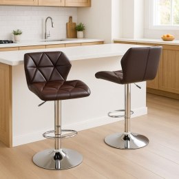 Zestaw 2 brązowych krzeseł barowych - regulowane na wysokość