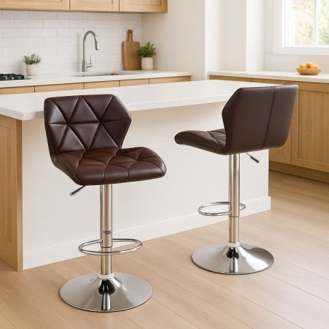 Zestaw 2 brązowych krzeseł barowych - regulowane na wysokość