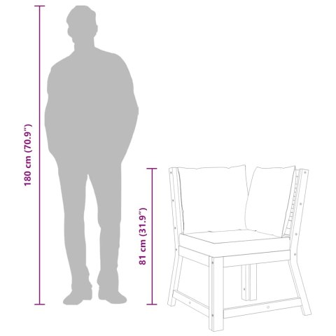 Moduł sofy narożnej z ciemnoszarą poduszką, drewno akacjowe